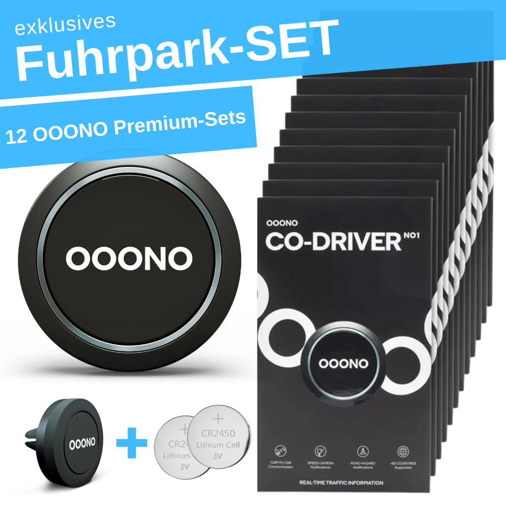 OOONO Co-Driver No1 & Mount Set, Blitzwarner & magnetische Handyhalterung 